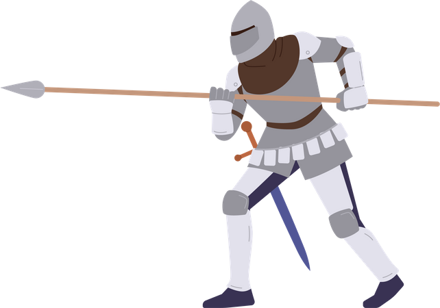 Cavaleiro medieval blindado lutando  Ilustração