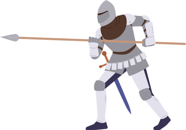 Cavaleiro medieval blindado lutando  Ilustração