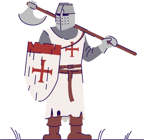Cavaleiro medieval com machado  Ilustração