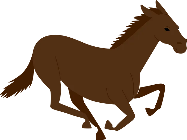 Galope De Cavalo Marrom Isolado Em Fundo Branco Mustang Garanhao Fazenda Ou Rancho Animal Em Movimento Vista Lateral Da Egua Trotador Treinado Ou Selvagem Simbolo Do Horoscopo Do Zodiaco Chines Ilustra O Vetorial De Desenho Animado Ilustração