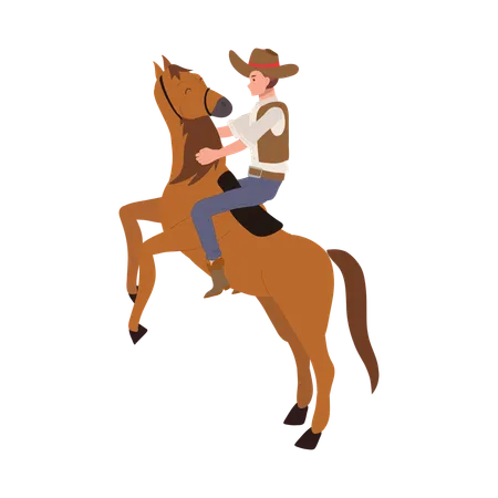 Cowboy com chapéu andando a cavalo  Ilustração