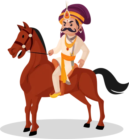 Rei andando a cavalo  Ilustração