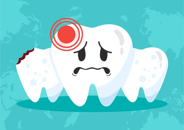 National Toothache Day Vector Illustration On February 9 For Dental Hygiene So As Not To Cause Pain From Germs Or Bacteria In Flat Background イラスト