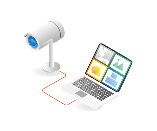 CCTV con pantalla de monitor  Ilustración