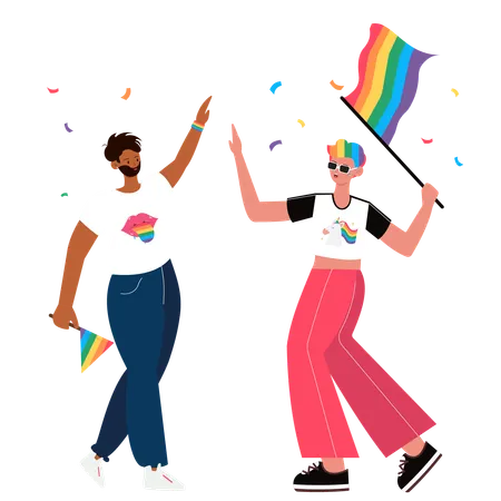 Celebração da Diversidade e Inclusão com orgulho LGBTQ  Ilustração