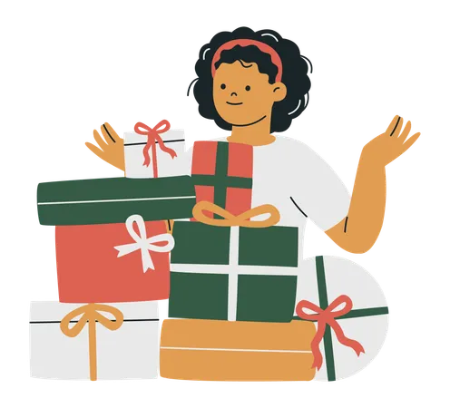 Celebração de Natal com Presente  Ilustração