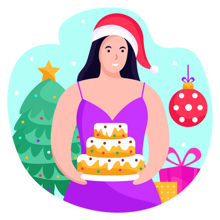 Celebração de Natal por menina  Ilustração