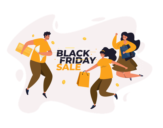 Celebração de venda de compras na Black Friday  Ilustração