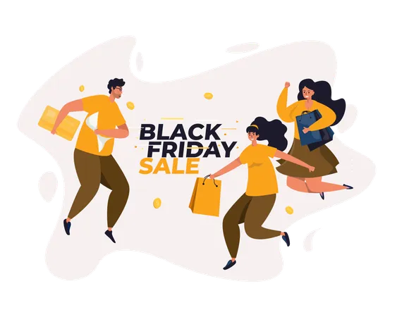 Celebração de venda de compras na Black Friday  Ilustração