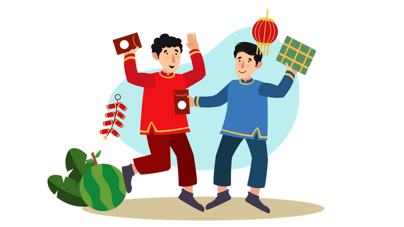 Celebração do ano novo vietnamita  Ilustração