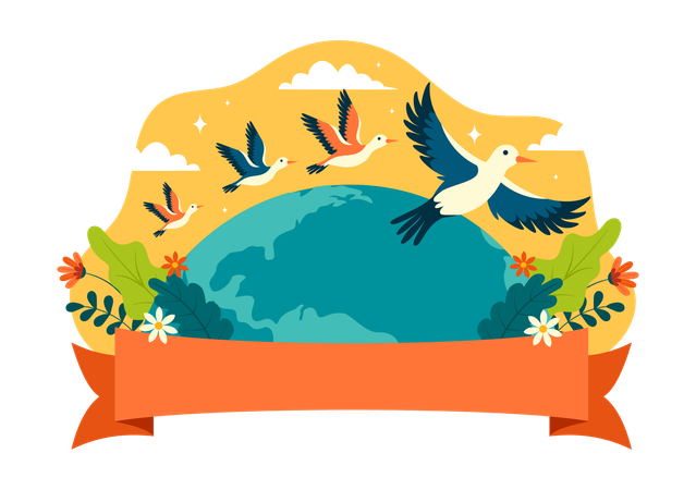 Celebração do dia mundial das aves migratórias  Ilustração