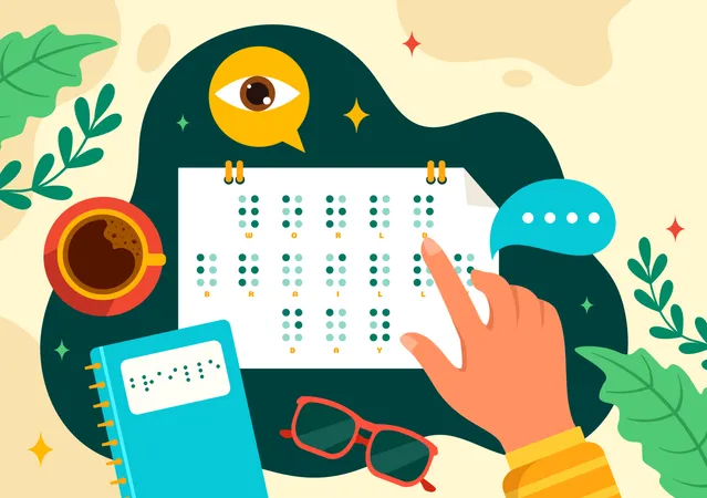 Celebração do dia mundial do braille  Ilustração