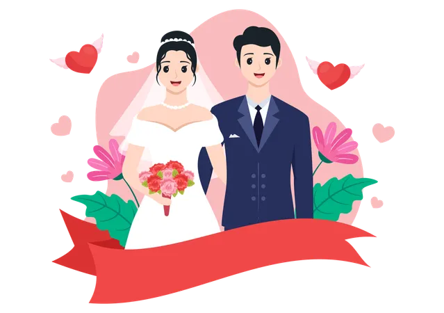 Celebração do Dia Mundial do Casamento  Ilustração