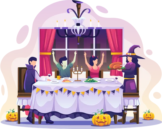 Celebração da festa de halloween  Ilustração