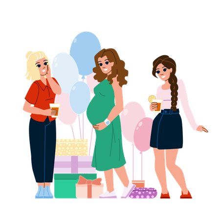 Celebración del baby shower  Ilustración
