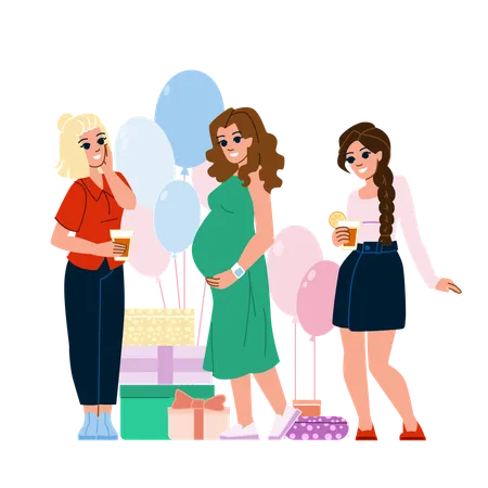 Celebración del baby shower  Ilustración