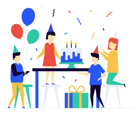 Celebración de cumpleaños de niños  Ilustración