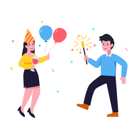 Celebración sorpresa de cumpleaños  Ilustración
