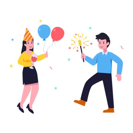 Celebración sorpresa de cumpleaños  Ilustración