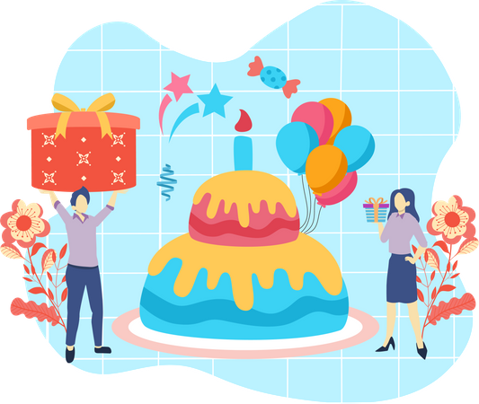 Celebración de cumpleaños  Ilustración