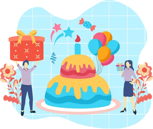 Celebración de cumpleaños  Ilustración