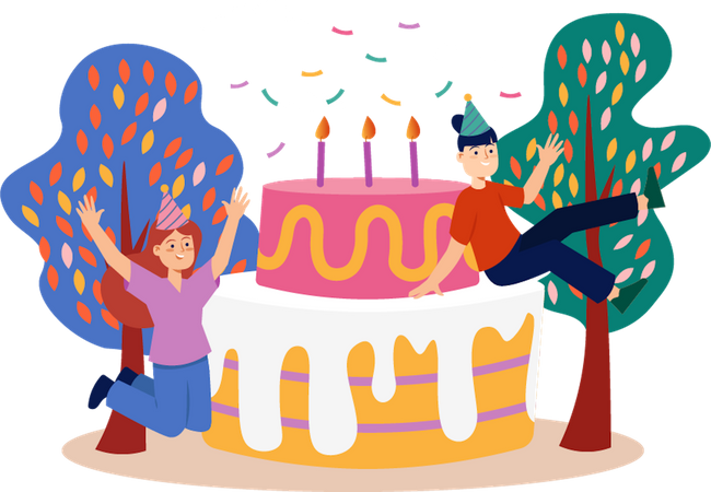 Celebración de cumpleaños  Ilustración
