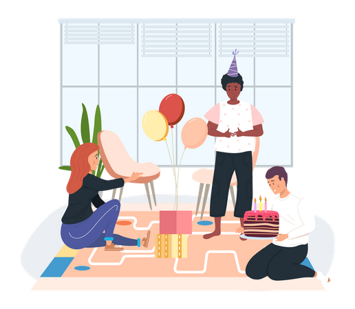 Celebración de cumpleaños en la oficina  Ilustración