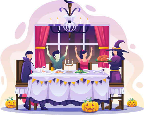 Celebración de la fiesta de halloween  Ilustración