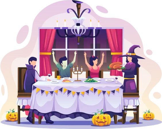 Celebración de la fiesta de halloween  Ilustración