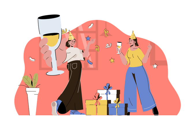 Celebración de la fiesta de cumpleaños  Ilustración