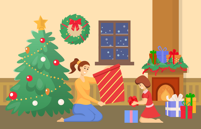 Celebración de Navidad  Ilustración