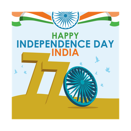 Celebración del 77° Día de la Independencia de la India  Ilustración