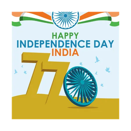 Celebración del 77° Día de la Independencia de la India  Ilustración