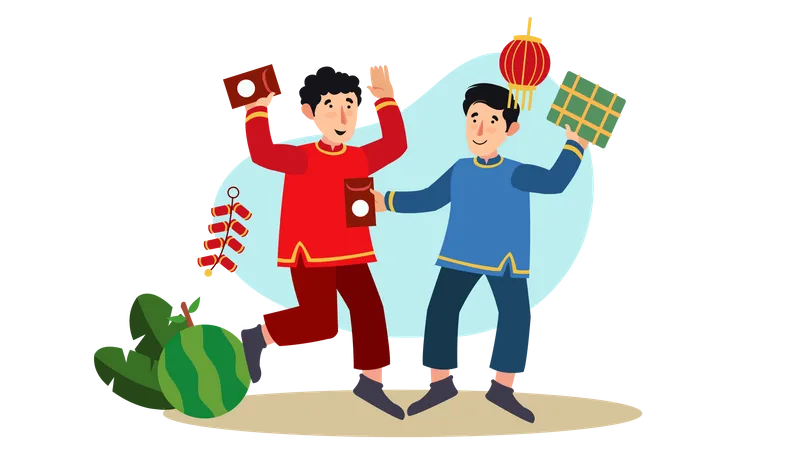 Celebración del año nuevo vietnamita.  Ilustración