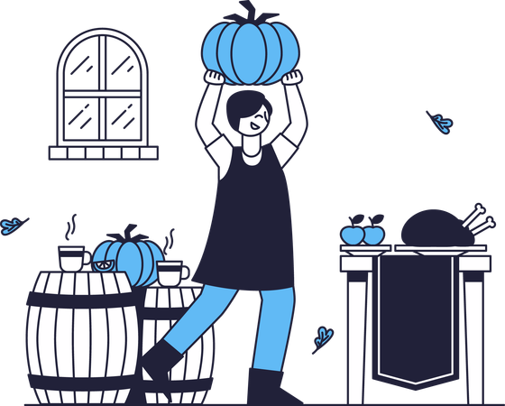 Celebración del día de acción de gracias  Ilustración