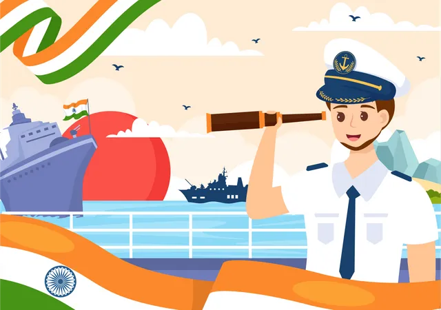 Celebración del día de la marina india  Ilustración