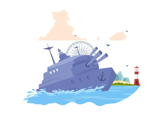Celebración del día de la marina india  Ilustración