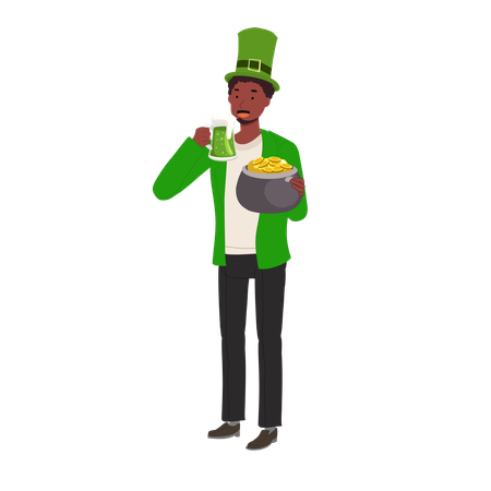 Celebración del día de San Patricio con cerveza verde  Illustration