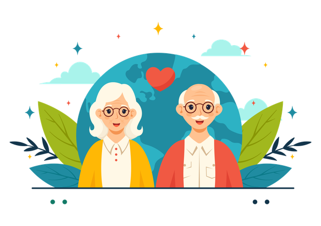 Celebración del Día Mundial de la Tercera Edad  Ilustración