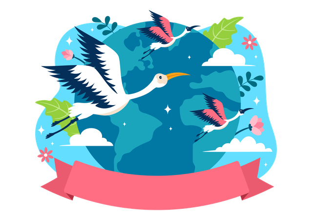 Celebración del día mundial de las aves migratorias  Ilustración