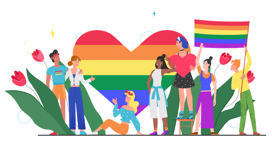 Celebración del mes del orgullo lgbt  Ilustración