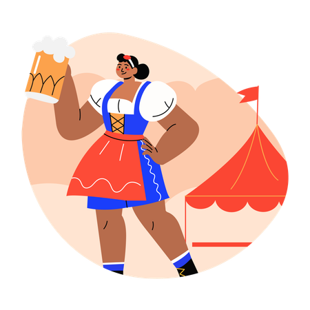 Celebración del Oktoberfest, cerveza, bebida, festival  Illustration