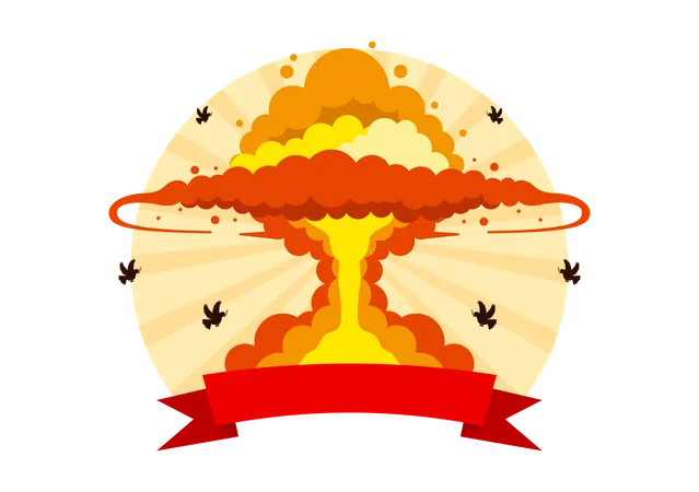 Ilustracion Vectorial Del Dia De Hiroshima Para El 6 De Agosto Con Una Paloma De La Paz Y Un Fondo De Explosion Nuclear En Un Diseno De Dibujos Animados De Estilo Plano Ilustración