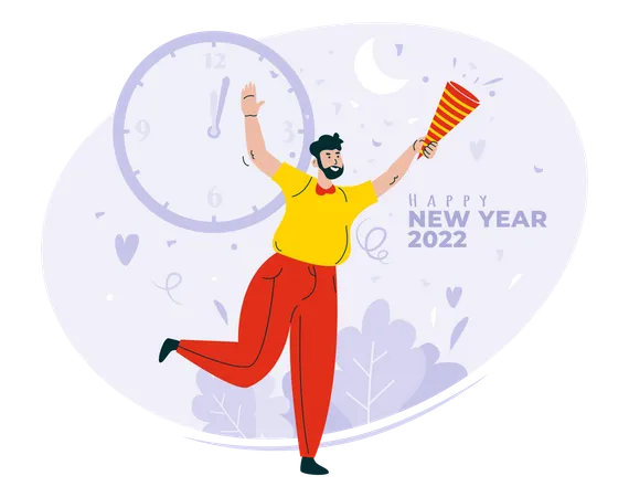 Concepto De Festival Y Vacaciones Sobre La Celebracion Del Ano Nuevo 2022 Ilustracion Para Sitio Web Pagina De Inicio Kits De Interfaz De Usuario Pancartas Y Otros Disenos De Proyectos Ilustración