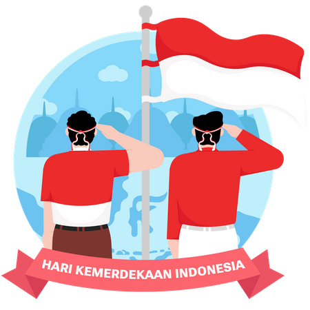 Celebrando el Día de la Independencia de Indonesia  Ilustración