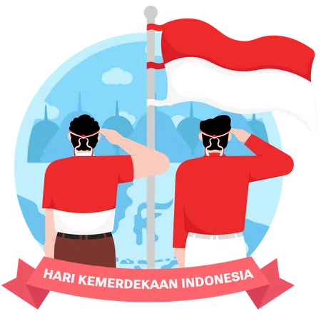 Celebrando el Día de la Independencia de Indonesia  Ilustración