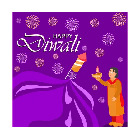 Celebrando el festival de diwali  Ilustración