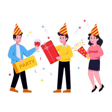 Celebrando la fiesta de cumpleaños  Ilustración