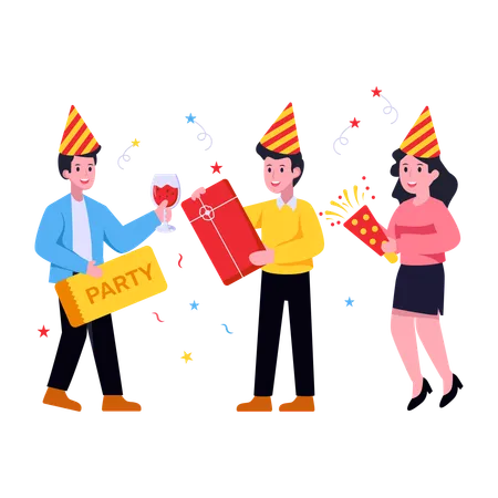 Celebrando la fiesta de cumpleaños  Ilustración