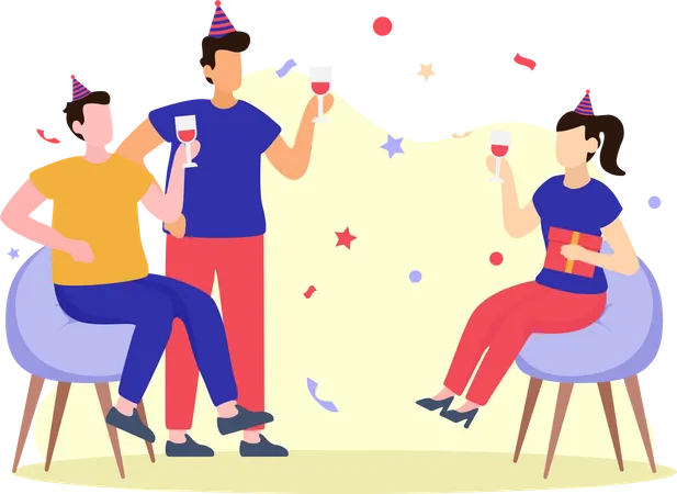 Celebrando la fiesta de cumpleaños  Ilustración